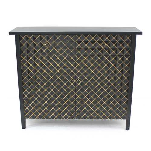 12" x 43" x 36" Black & Gold, Vintage, Drawer - Cabinet