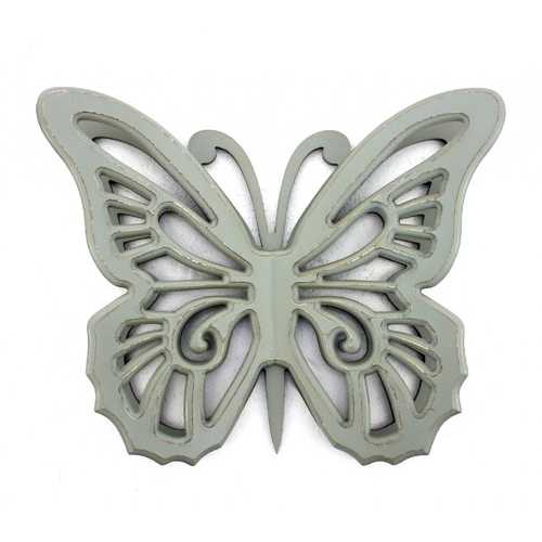 18.5" x 23" x 4" Gray, Rustic Butterfly, Wooden - Wall Decor