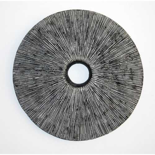 1" x 20" x 20" Gray, Sandstone, Ribbed Round, Middle Hole - Wall Decor