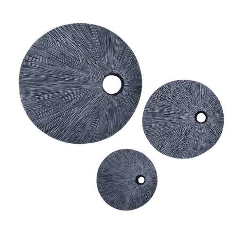Contemporary Gray Circle Hole 3pc Wall Art Set