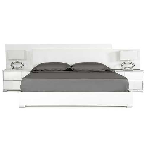 46" White MDF and Steel Queen Bed