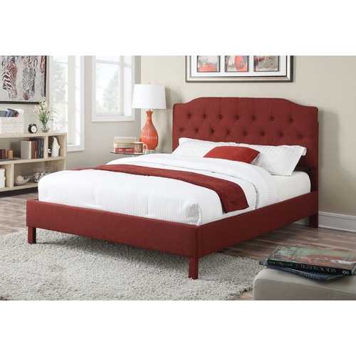 92" X 79" X 53" King Red Linen Bed