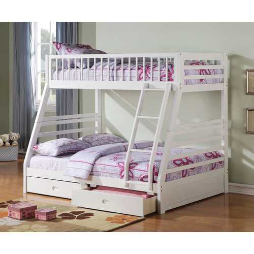 79" X 57" X 65" White Pine Wood Twin Over Full Bunk Bed