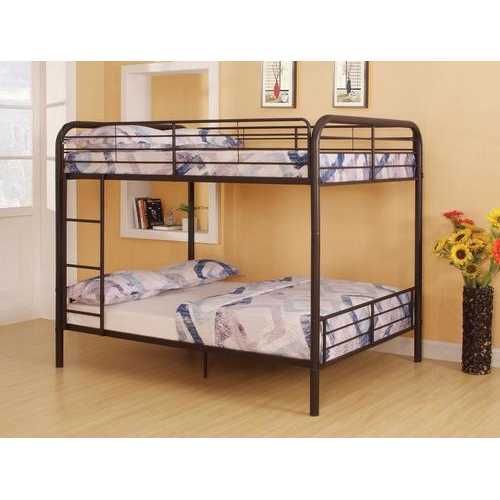 79" X 57" X 65" Dark Brown Metal Tube Full Over Full Bunk Bed