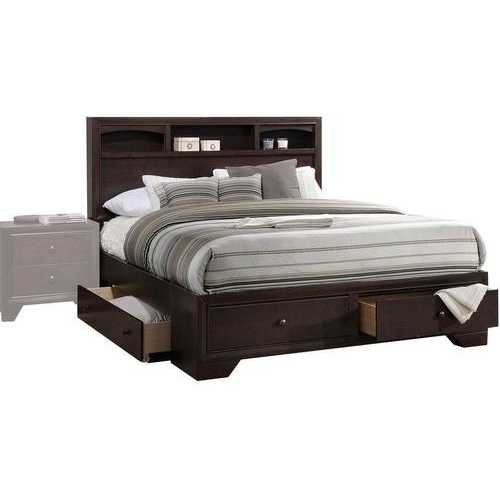87" X 79" X 48" Espresso Rubber Wood King Bed With Storage