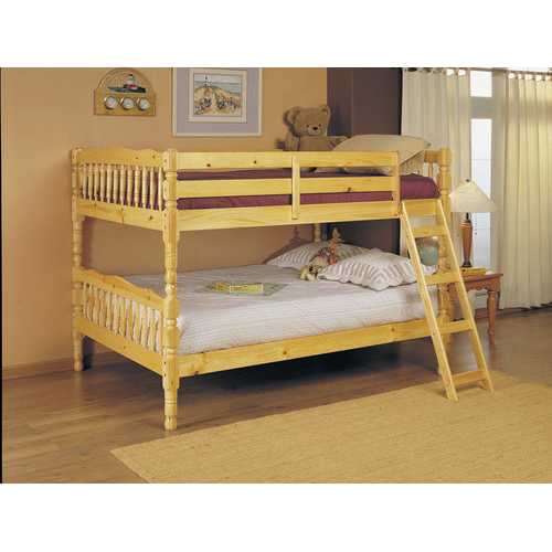 Full/Full Bunk Bed, Natural - Pine Wood Natural