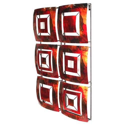 16" X 2.75" X 25" Copper Red And Gold Metal Vertical Panel Wall Decor