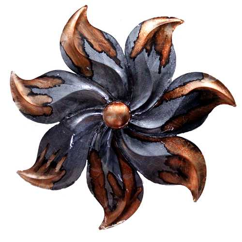 29" X 2" X 29" Copper And Pewter Metal Large Flower Wall Dcor