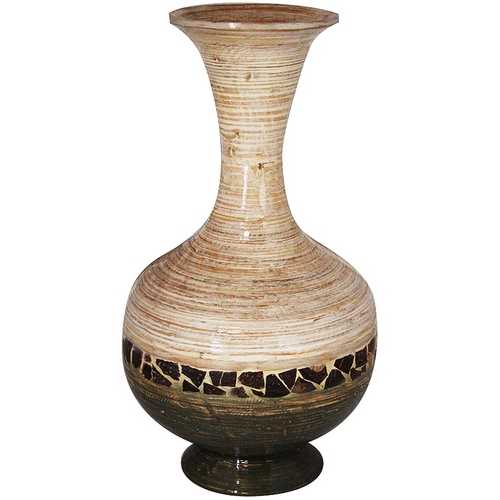 Zoe Distressed Natural to dark with coconut Shell Spun Bamboo Vase