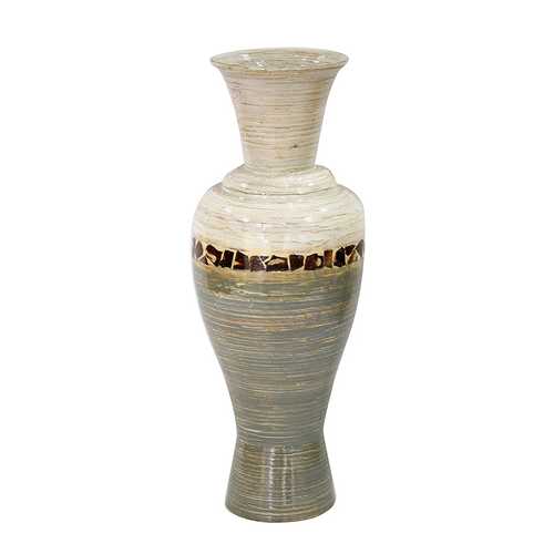 Talia Ivory to Gray with Coconut Shell Spun Bamboo Vase