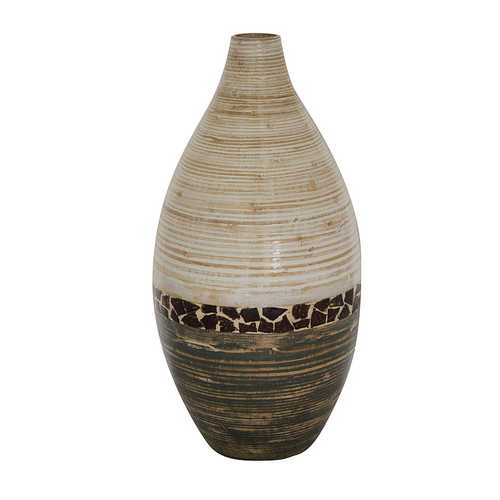 Genie Spun Bamboo Light to Dark with Coconut Shell Vase