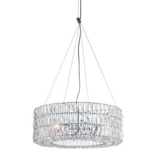 23.2" X 23.2" X 8.9" Chrome Crystal Metal Ceiling Lamp