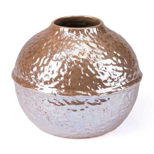 9.1" X 9.1" X 7.5" Small Pearl Yellow Textured Vase