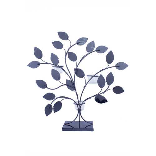 Turquoise Copper and Bronze Metal Leaves Votive Holder