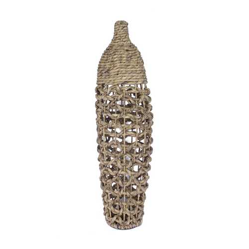 11" X 11" X 38" Natural Water Hyacinth Water Hyacinth Woven Floor Vase