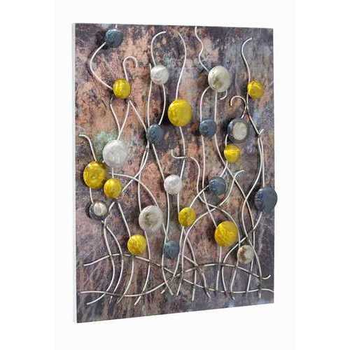 Metallic Multi Color Vertical Wall Panel With 3D Metal Circles And Stems Wall Art