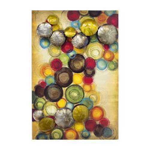 26" X 4" X 18" Metallic Multi Color Metal Small Vertical Wall Panel With D Metal Circles