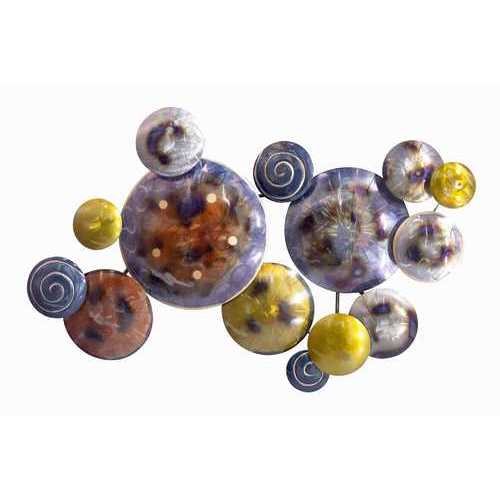 41" X 6" X 26" Metallic Multi Color Metal Floating Circles Wall Dcor
