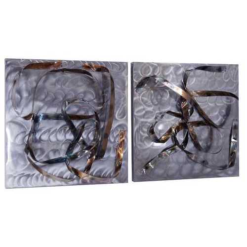 24" X 10" X 24" Metallic Multi Color Metal Steel Swirls On Plaque Square Wall Panel Se