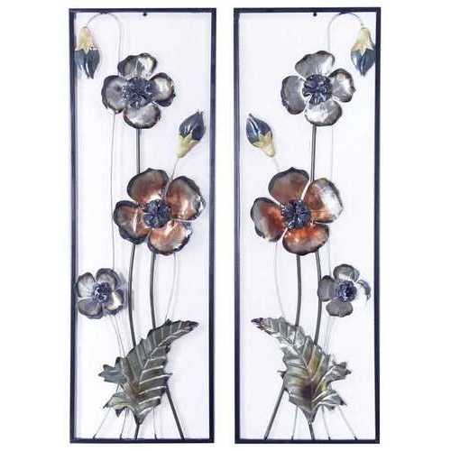 Metallic Multi-Color Abstract Primose Vertical Wall Art Set
