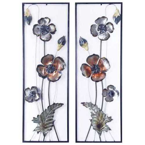Metallic Multi-Color Abstract Primose Vertical Wall Art Set