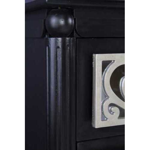 Contemporary Black and Silver Scroll 3 Drawer Accent Cabinet