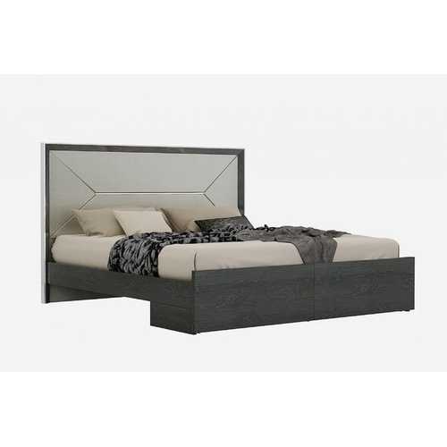 76" X 80" X 51" Grey Faux Leather King Bed