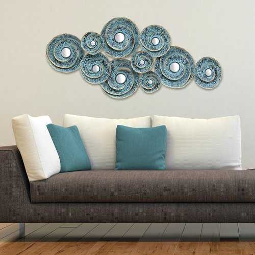 Distressed Blue Waves Metal Wall Decor