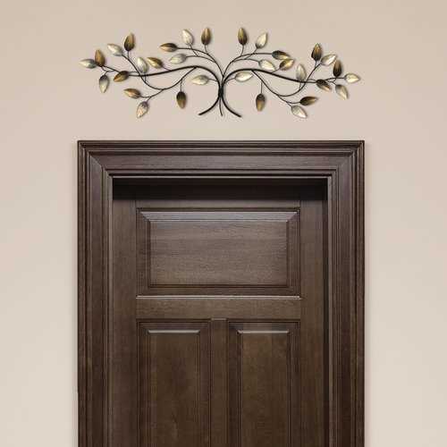 Beige Over The Door Blowing Leaves Metal Wall Decor