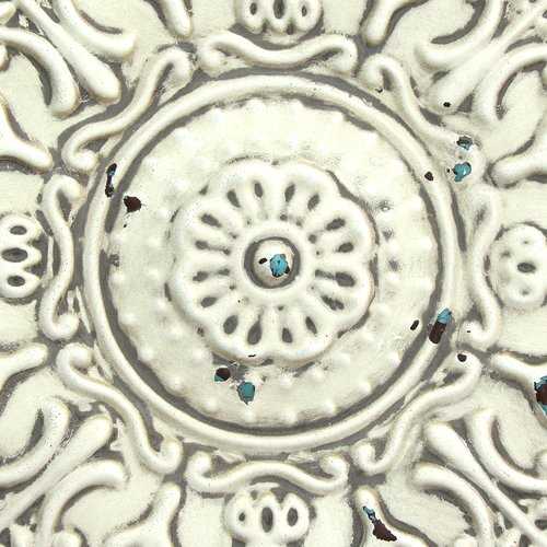 Small White Medallion Distressed Metal Wall Decor