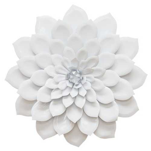 Shining White Metal Flower Wall Decor