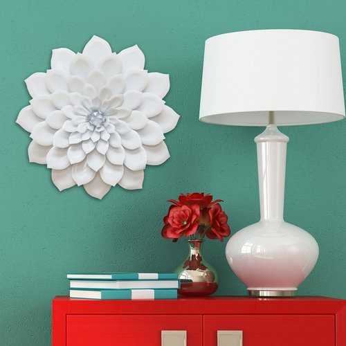 Shining White Metal Flower Wall Decor