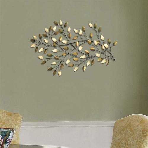 Brushed Gold Flowing Leaves Metal Wall Decor