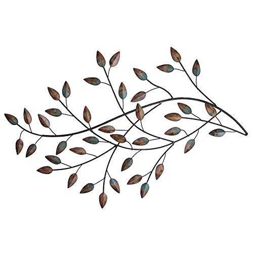 Distressed Metal Blowing Leaves Wall Decor