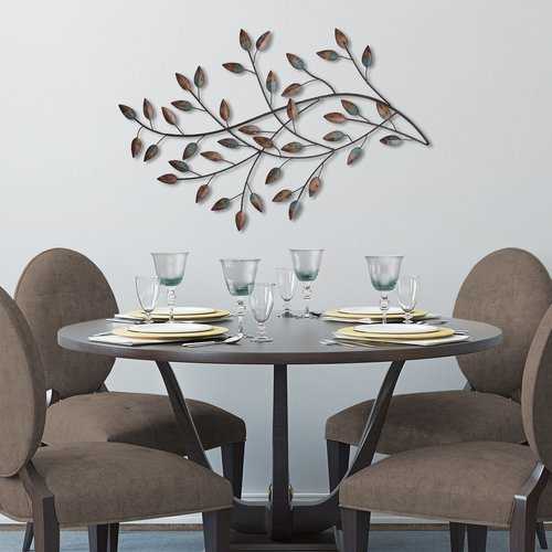 Distressed Metal Blowing Leaves Wall Decor