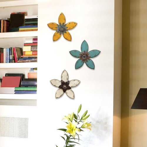 White and Espresso Antique Flower Metal Wall Decor