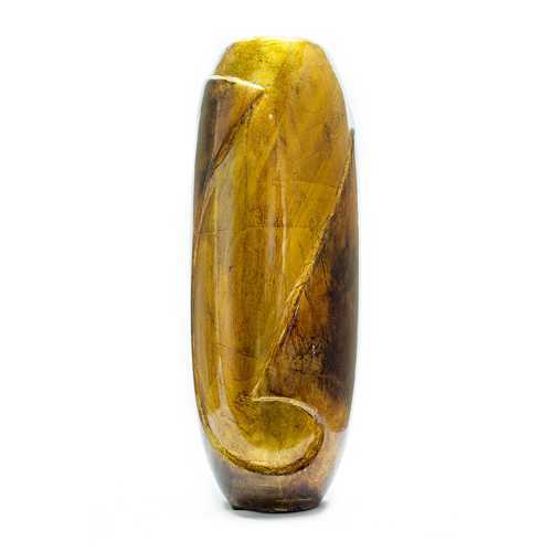 5" X 5" X 12" Turquoise  Copper and Bronze Ceramic Table Vase