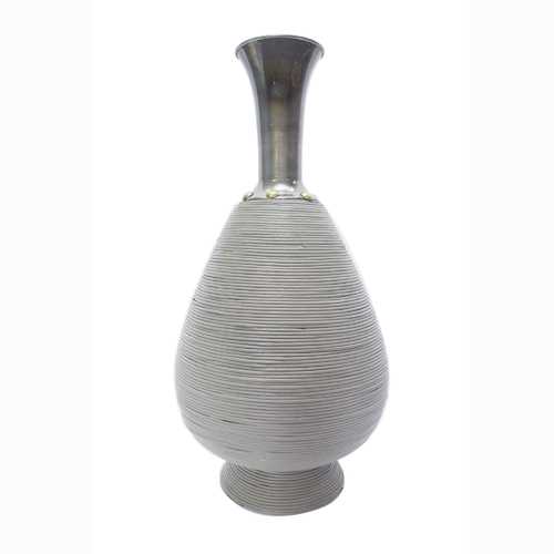 Turquoise Copper and Bronze Bamboo Metal Bamboo Vase