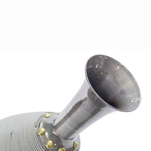 Turquoise Copper and Bronze Bamboo Metal Bamboo Vase