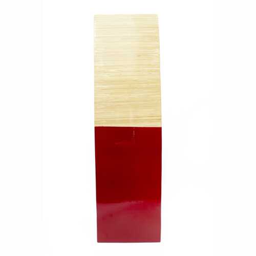 6.75" X 6.75" X 24" Natural Wood Bamboo Vase with Tones