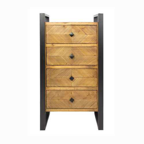 19.75" X 14.75" X 36.75" Gray Metal Wood MDF Metal Accent Cabinet with Drawers