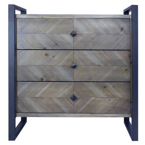 Natural White Metal Wood MDF Accent Cabinet with  Drawers