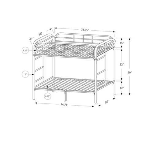 Full Full Size Silver Metal Bunk Bed