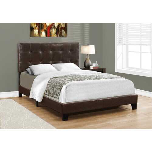 Full Size Dark Brown Leather Look Bed