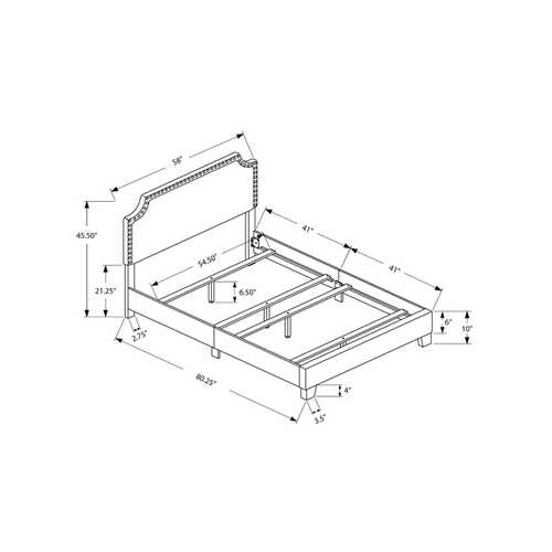 Full Size Grey Linen with Chrome Trim and Solid Wood Black Feet Bed