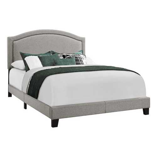 64.5" x 85.75" x 51.5" Grey Foam Solid Wood Linen  Queen Size Bed