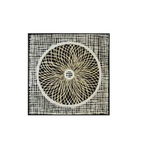 8" x 1" x 35" Black & White, Fabric And Paper - Shadow Box