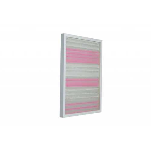 Fun White And Pink Stripes Shadow Box Wall Art