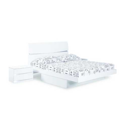 85'' X 72''  X 42.5'' Modern California King White High Gloss Bed