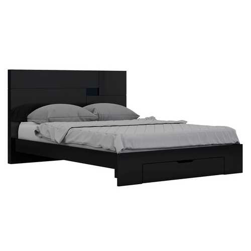 72'' X 85''  X 43'' Modern California King Black High Gloss Bed